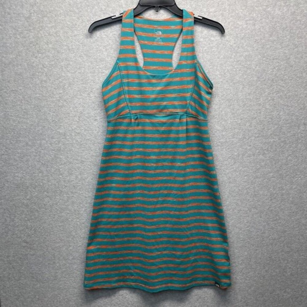The‎ North Face Cypress Stripe Tank Dress Womens Small Aqua Orange Racerback